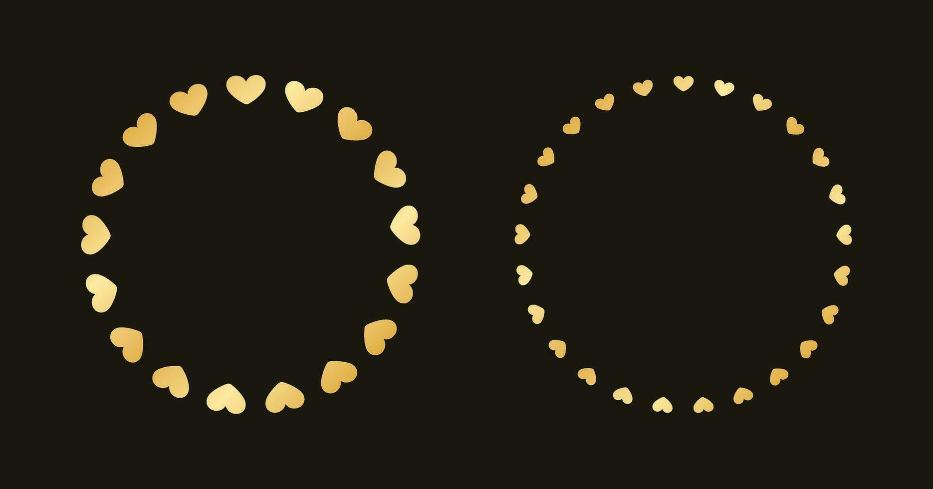 gouden ronde kader gemaakt met hart patroon. goud valentijnsdag dag grens sjabloon, elegant bruiloft uitnodiging kaart vector illustratie