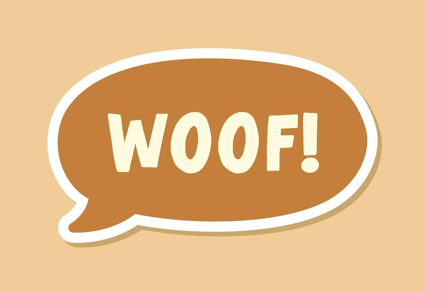 inslag tekst in een toespraak bubbel ballon digitaal sticker ontwerp. schattig tekenfilm comics hond schors geluid effect en belettering. getextureerde vector illustratie.