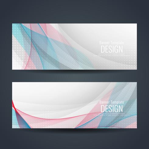 Abstracte kleurrijke golvende stijlvolle banners instellen vector