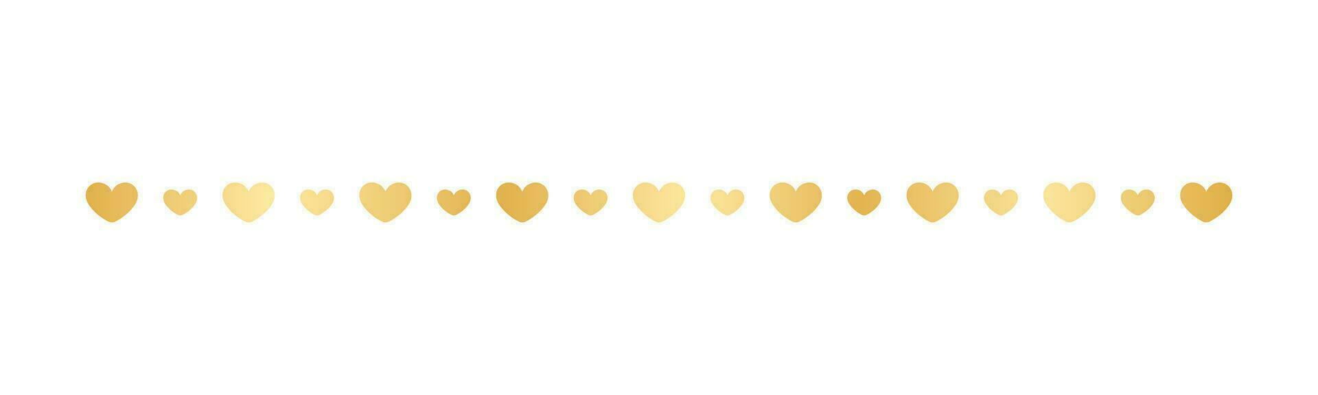 goud valentijnsdag hart patroon scheidingsteken grens, gouden elegant romantisch bladzijde tekst verdeler vector