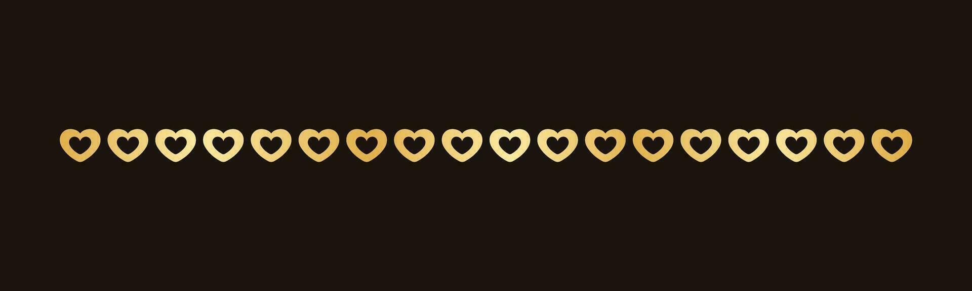 goud valentijnsdag hart patroon scheidingsteken grens, gouden elegant romantisch bladzijde tekst verdeler vector
