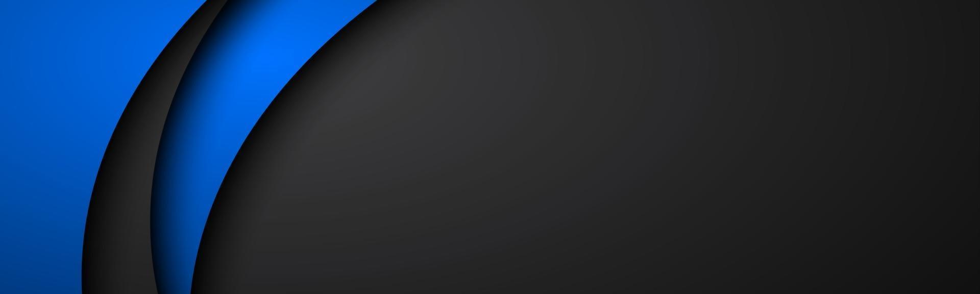 abstracte zwarte en blauwe golf vector banner met lege ruimte voor uw tekst donkere overlayp laag papieren koptekst moderne huisstijl achtergrond vectorillustratie