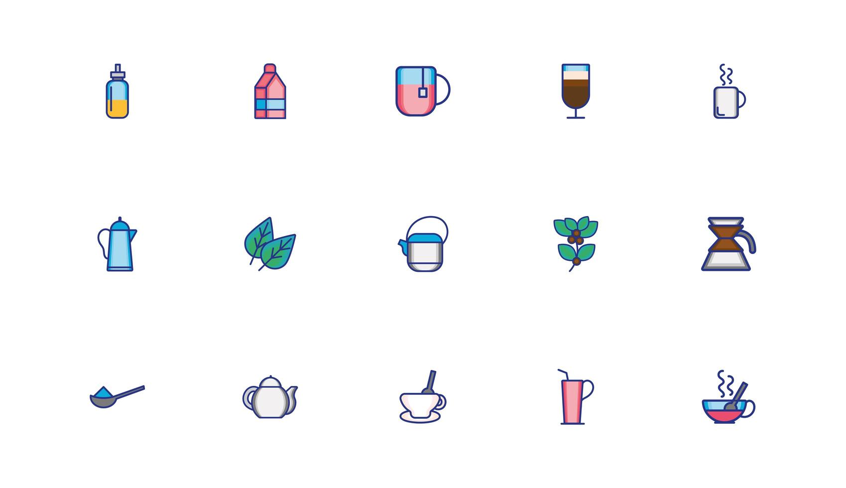 bundel koffieset pictogrammen vector