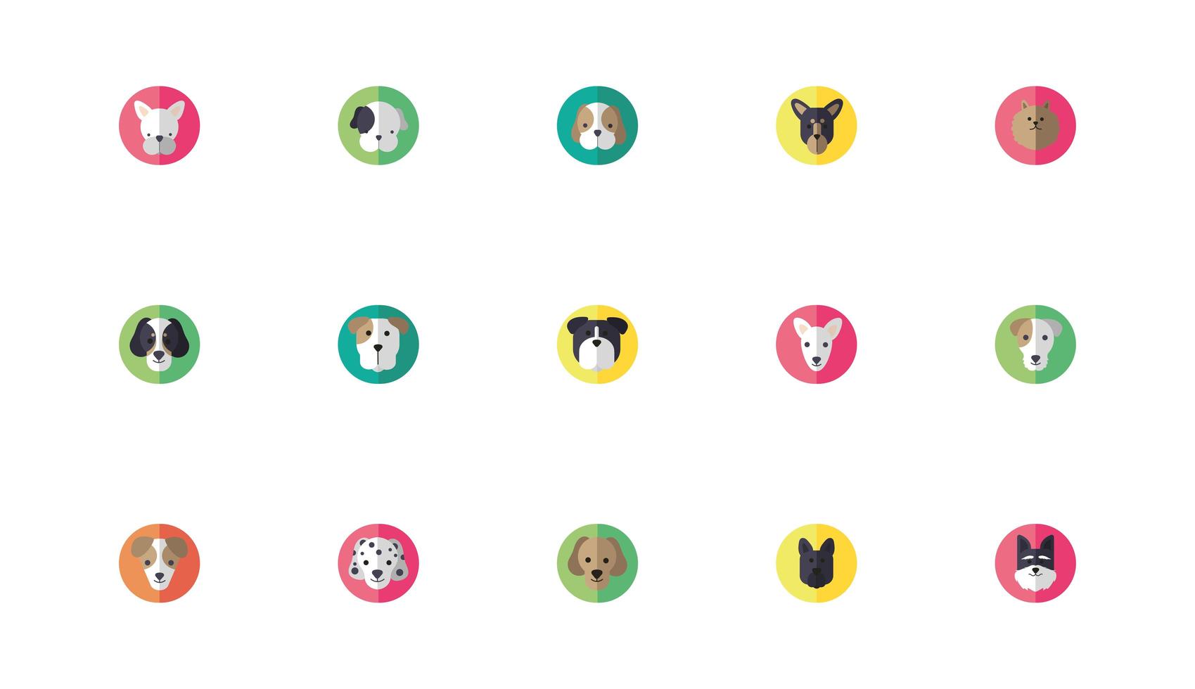 bundel van schattige honden hoofden iconen vector