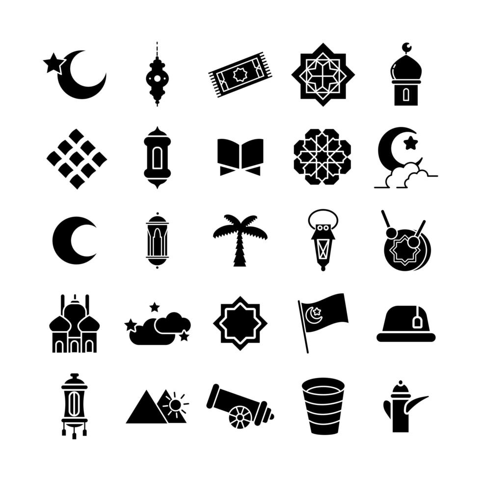 ramadam kareem set lijnstijl iconen vector