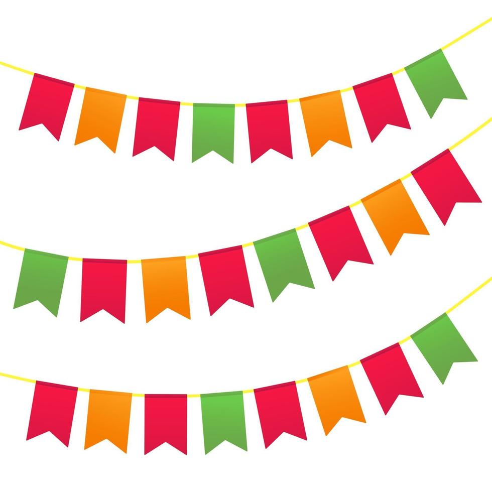 bunting vlaggen voor gelukkige verjaardag of vakantie vlakke stijl ontwerp gradiënt versie geïsoleerd op een witte achtergrond vectorillustratie vector