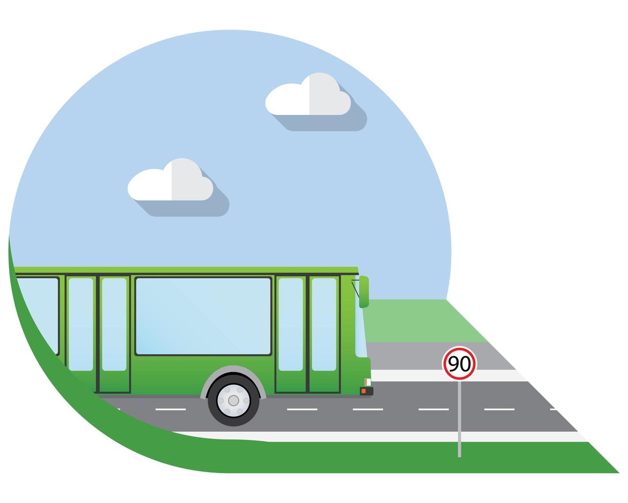 platte ontwerp vector illustratie stadsvervoer, stadsbus, zijaanzicht icon