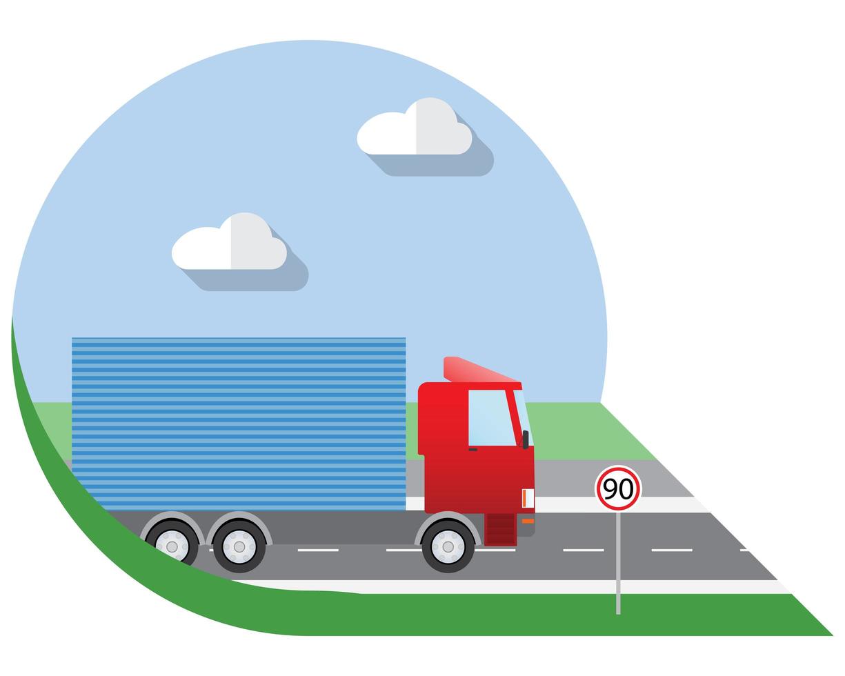 plat ontwerp vector illustratie stadsvervoer, kleine vrachtwagen voor transport lading, zijaanzicht icon