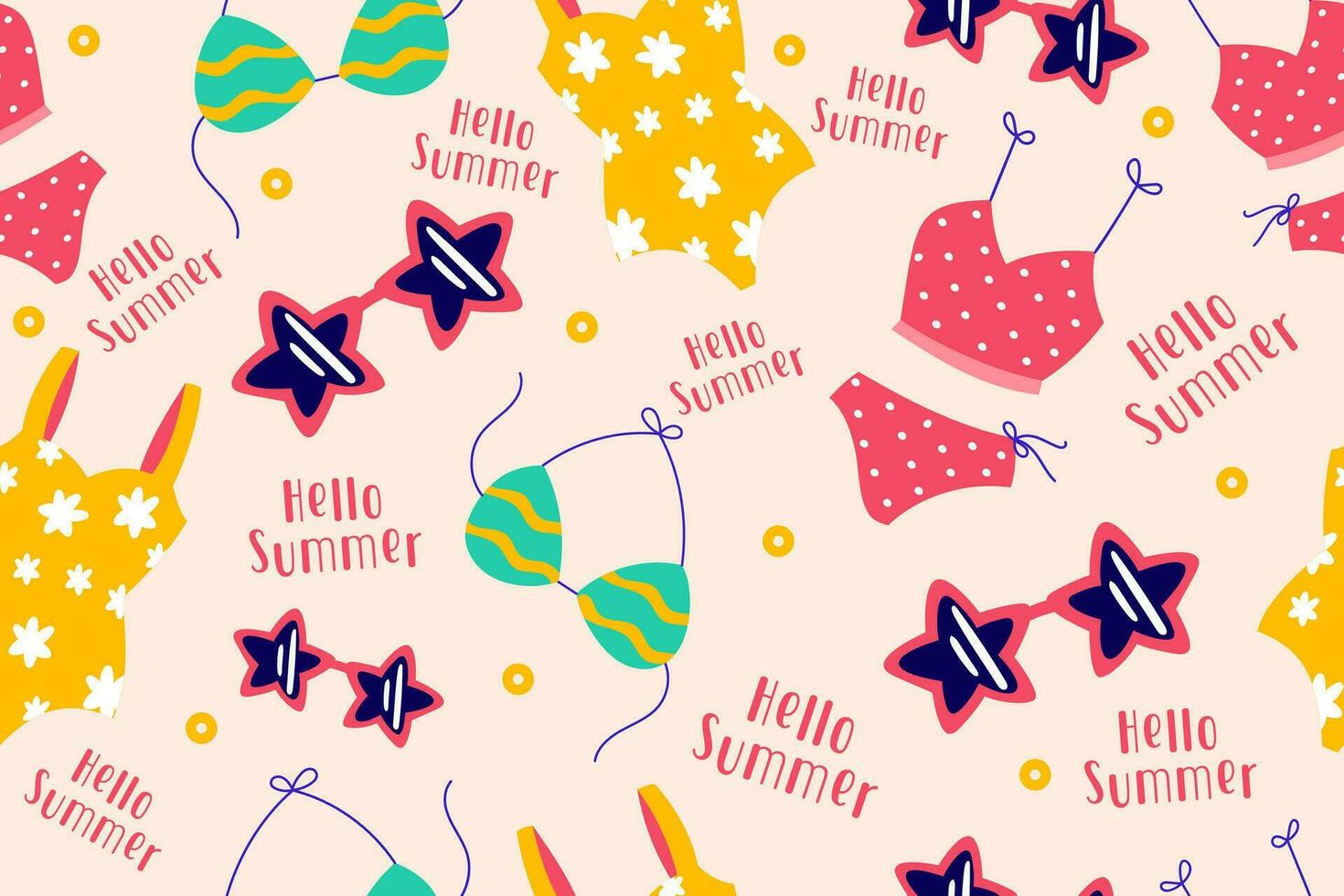 kleurrijk zomer naadloos patroon schoonheid achtergrond behang voor zomertijd textiel, inpakken papier of grafisch afdrukken vector