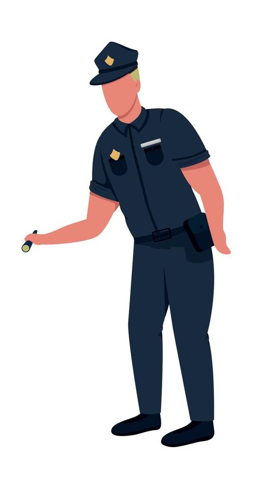 politieagent egale kleur vector gezichtsloos karakter