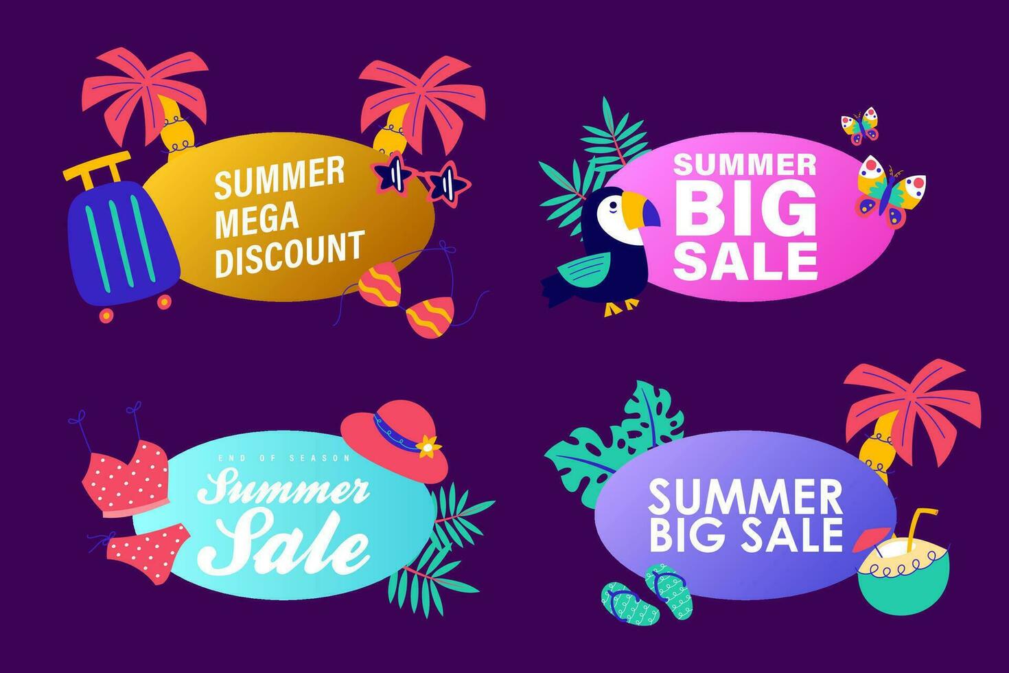 zomer uitverkoop tekens brochure vector. speciaal prijs aanbod coupon voor sociaal media na, Promotie advertentie, boodschappen doen folder, bon, website campagne en reclame vector