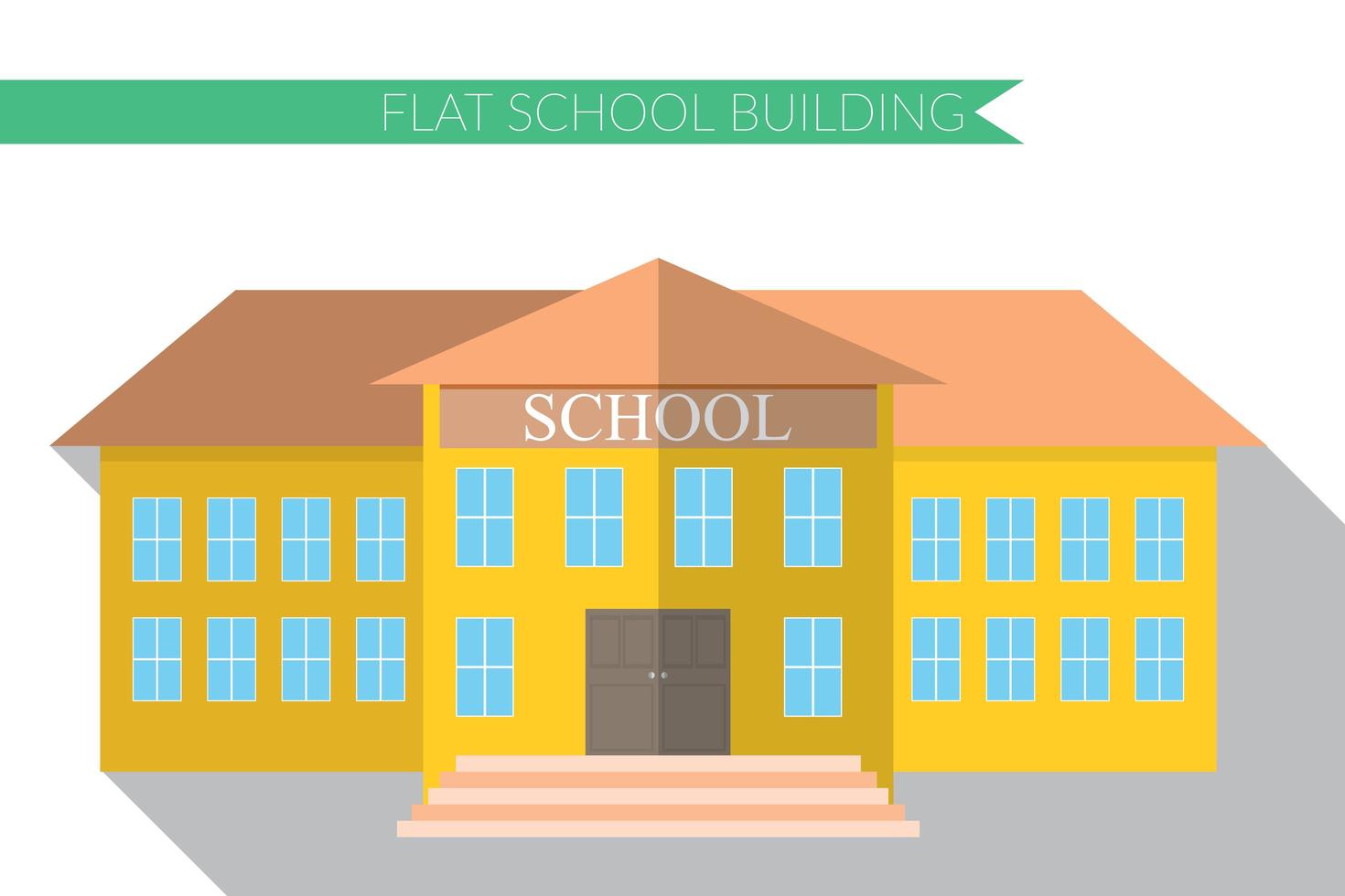 platte ontwerp moderne vectorillustratie van schoolgebouw icon set, met lange schaduw vector