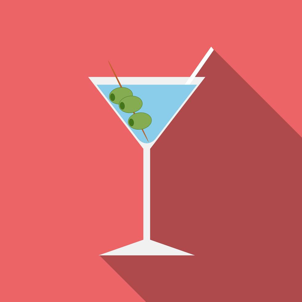platte ontwerp moderne vectorillustratie van cocktail icoon met lange schaduw vector