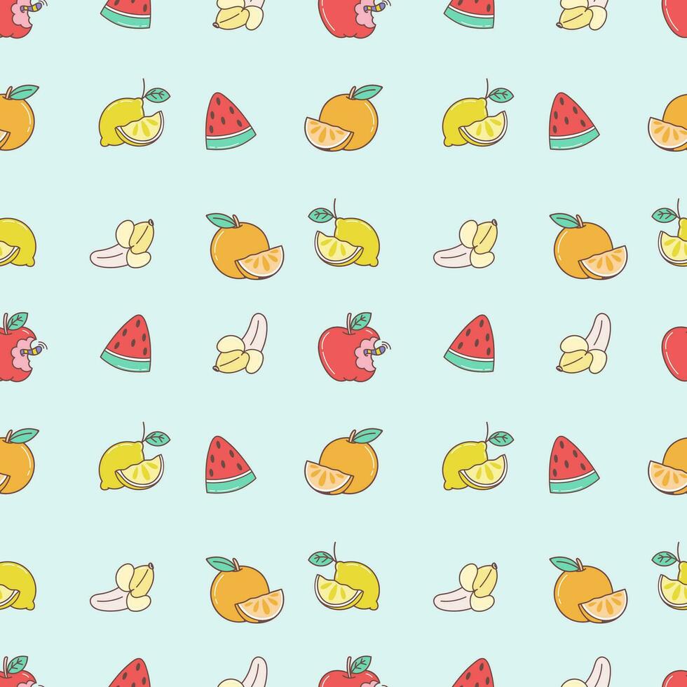 schattig vers fruit kawaii tekenfilm perfect naadloos patroon achtergrond voor omhulsel papier, grafisch afdrukken, kleding stof, textiel of kleding vector