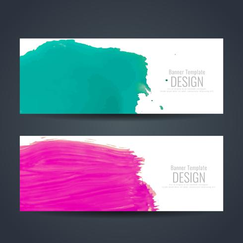 Abstracte kleurrijke aquarel banners instellen vector