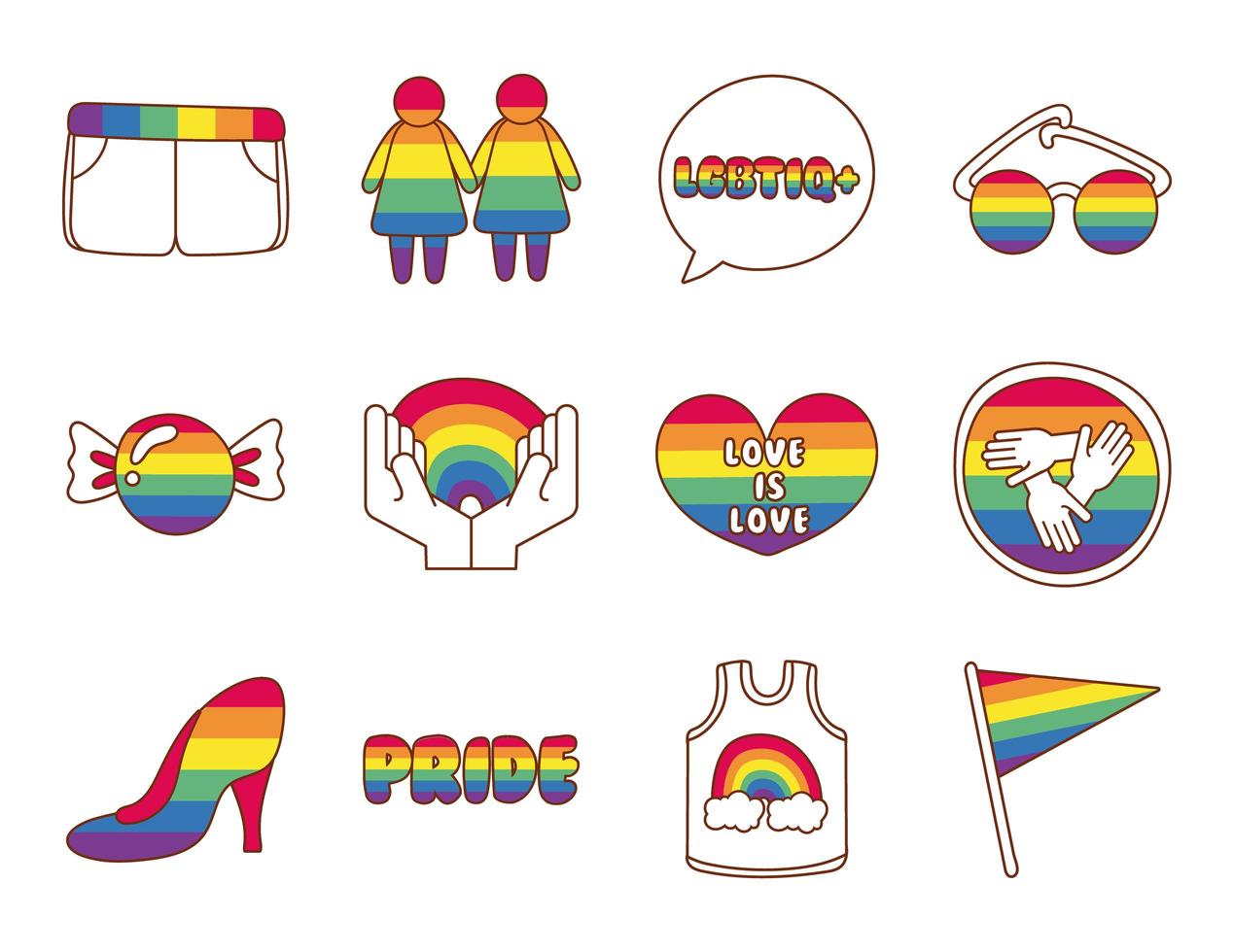 bundel van lgbtq-setpictogrammen vector