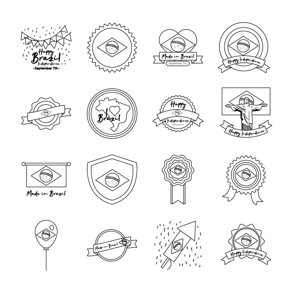 bundel met pictogrammen voor onafhankelijkheidsdag van Brazilië vector