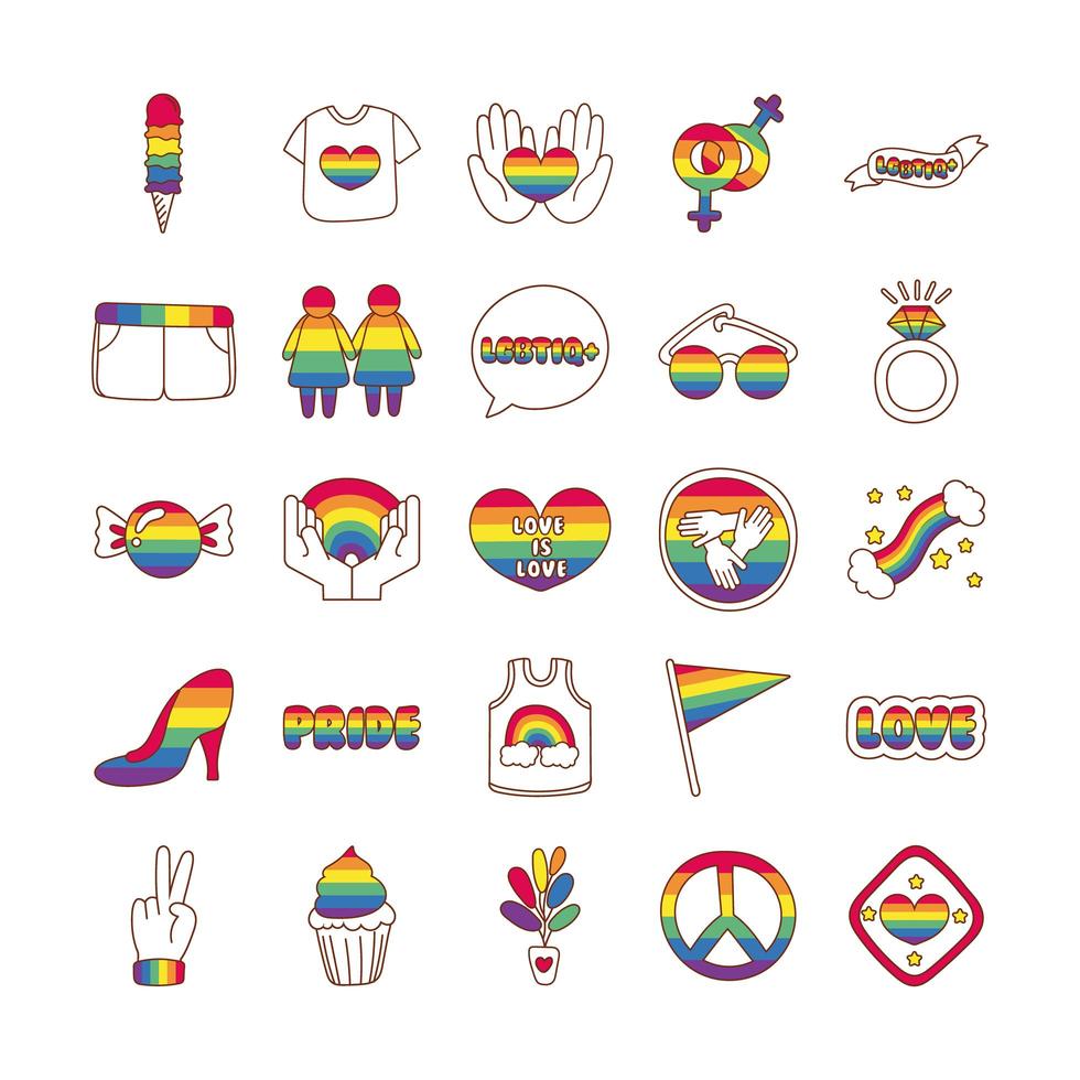 bundel van lgbtq-setpictogrammen vector