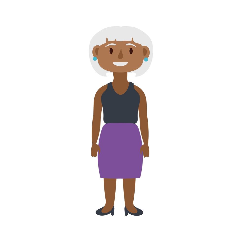 oude afro vrouw persoon avatar karakter vector