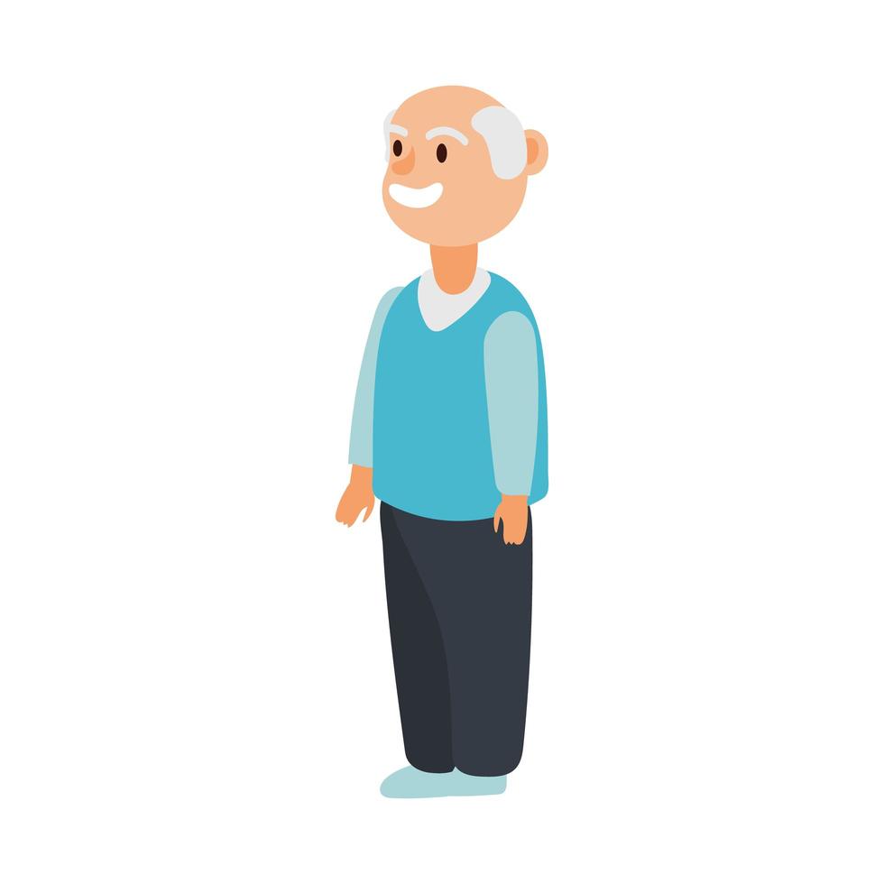 oude man staande avatar karakter vector