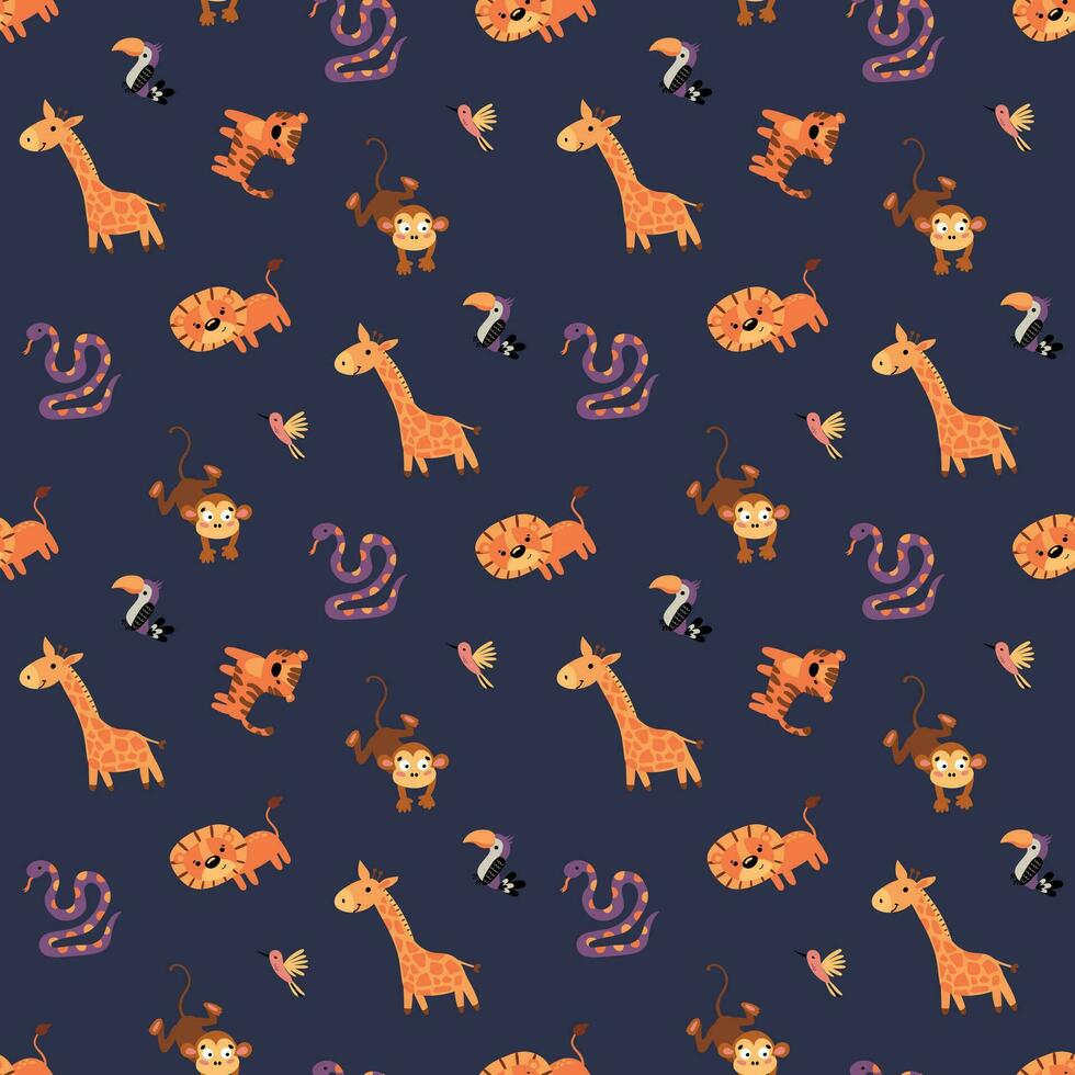 naadloos patroon met safari dieren. ontwerp voor kleding stof, textiel, behang, verpakking. vector
