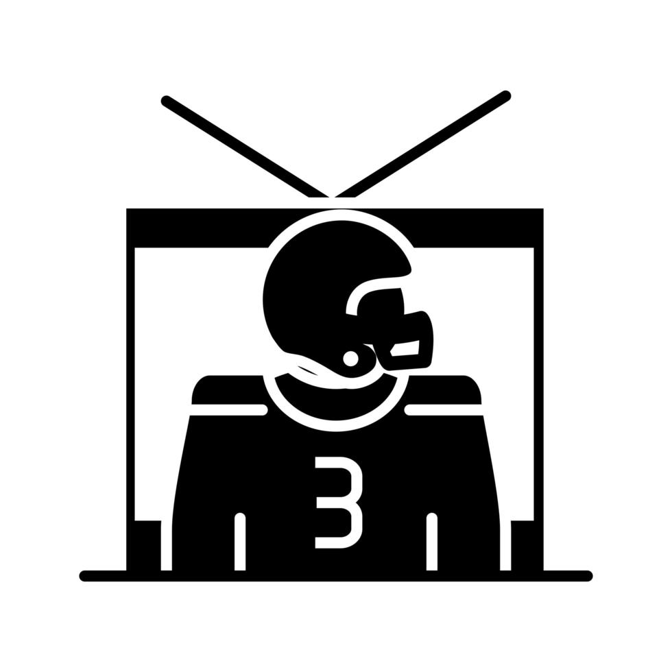 Amerikaans voetbal tv prgram spel sport professioneel en recreatief silhouet ontwerp icoon vector