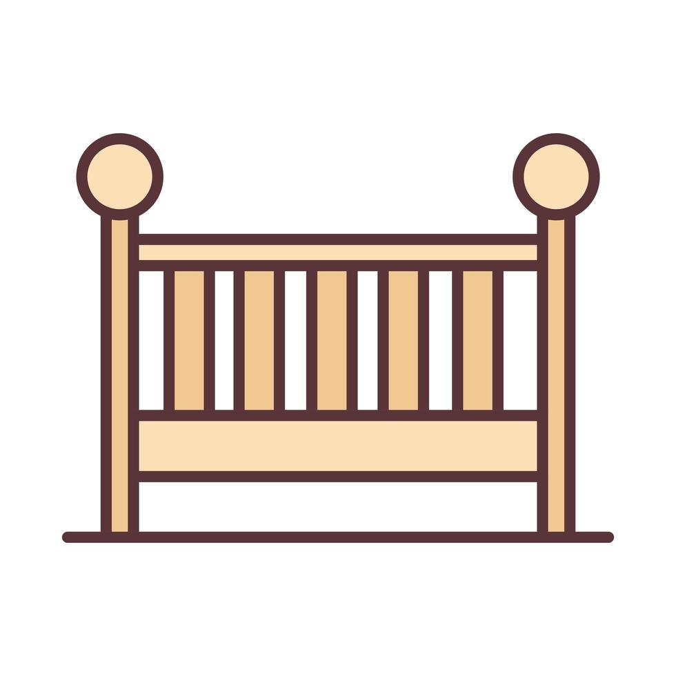 baby kleine houten wieg welkom uitnodiging sjabloon lijn en vul ontwerp icoon vector