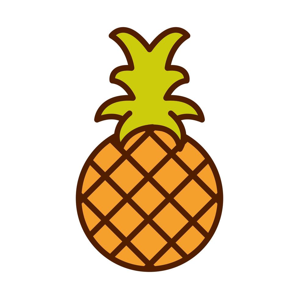 gezond voedsel vers fruit product tropische ananas lijn en vul stijlicoon vector