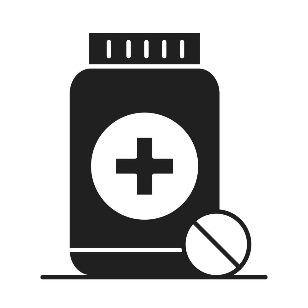 recept geneeskunde fles gezondheidszorg medisch en ziekenhuis pictogram silhouet stijlicoon vector