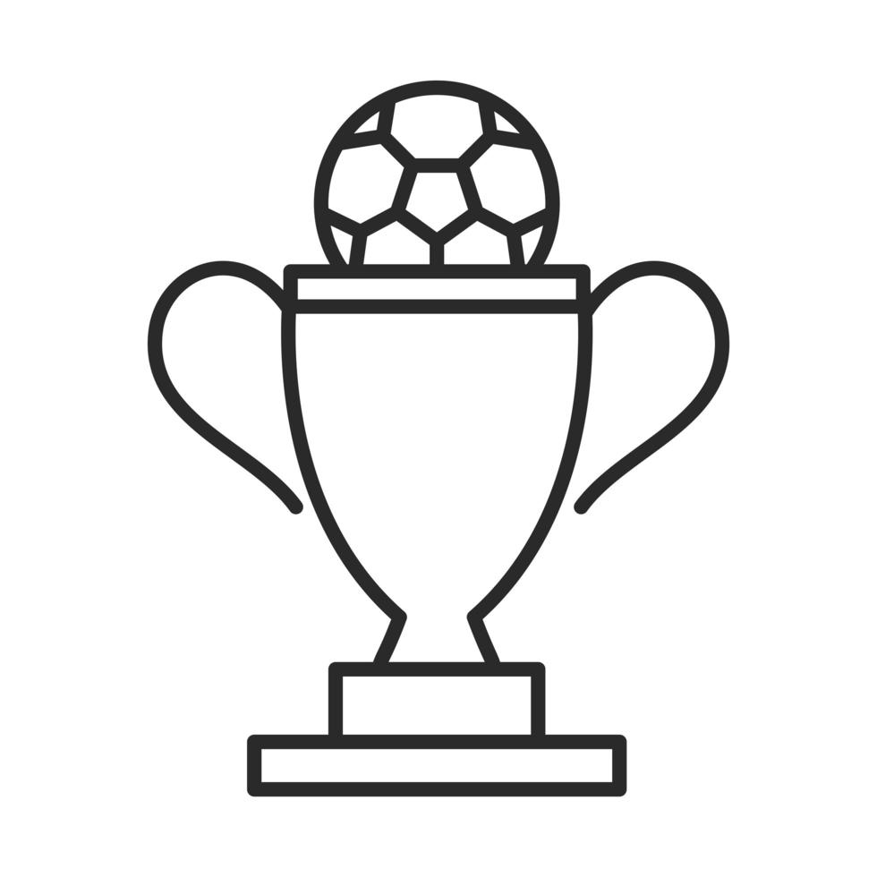 voetbalwedstrijd trofee award met bal competitie recreatieve sport toernooi lijn stijlicoon vector