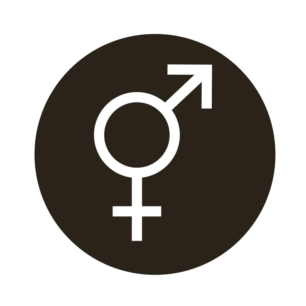 hermafrodiet gendersymbool van seksuele geaardheid blokstijlicoon vector