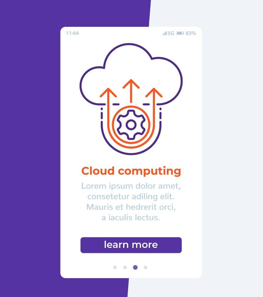 cloud computing mobiele banner met lijnpictogram vector