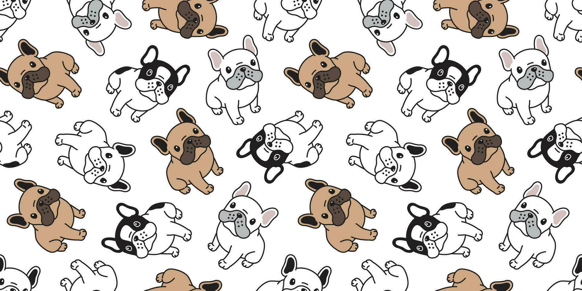 hond naadloos patroon Frans bulldog vector sjaal geïsoleerd puppy zittend tekenfilm illustratie tegel achtergrond herhaling behang tekening