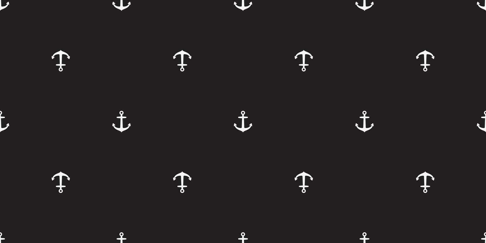 anker naadloos patroon vector boot roer piraat schip maritiem nautische oceaan zee geïsoleerd behang zwart