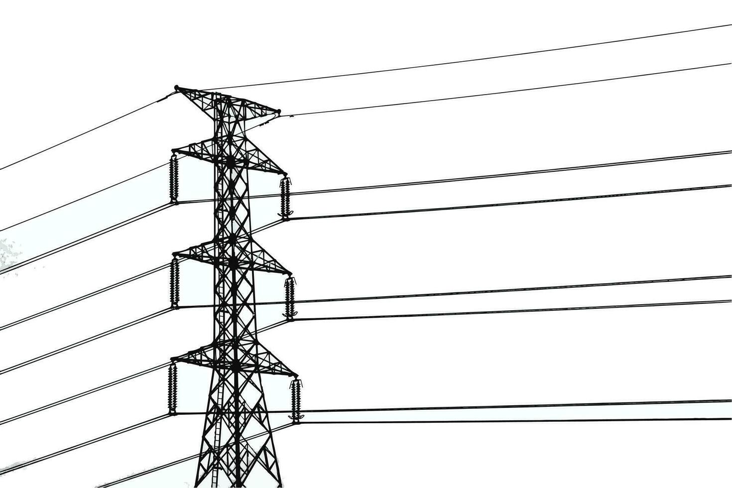 vector illustratie van hoog Spanning pylonen Aan wit achtergrond