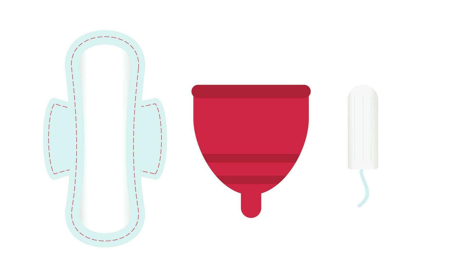 vrouwelijk intiem hygiëne. menstruatie- periode. sanitair servetten, tampon, beker. vector