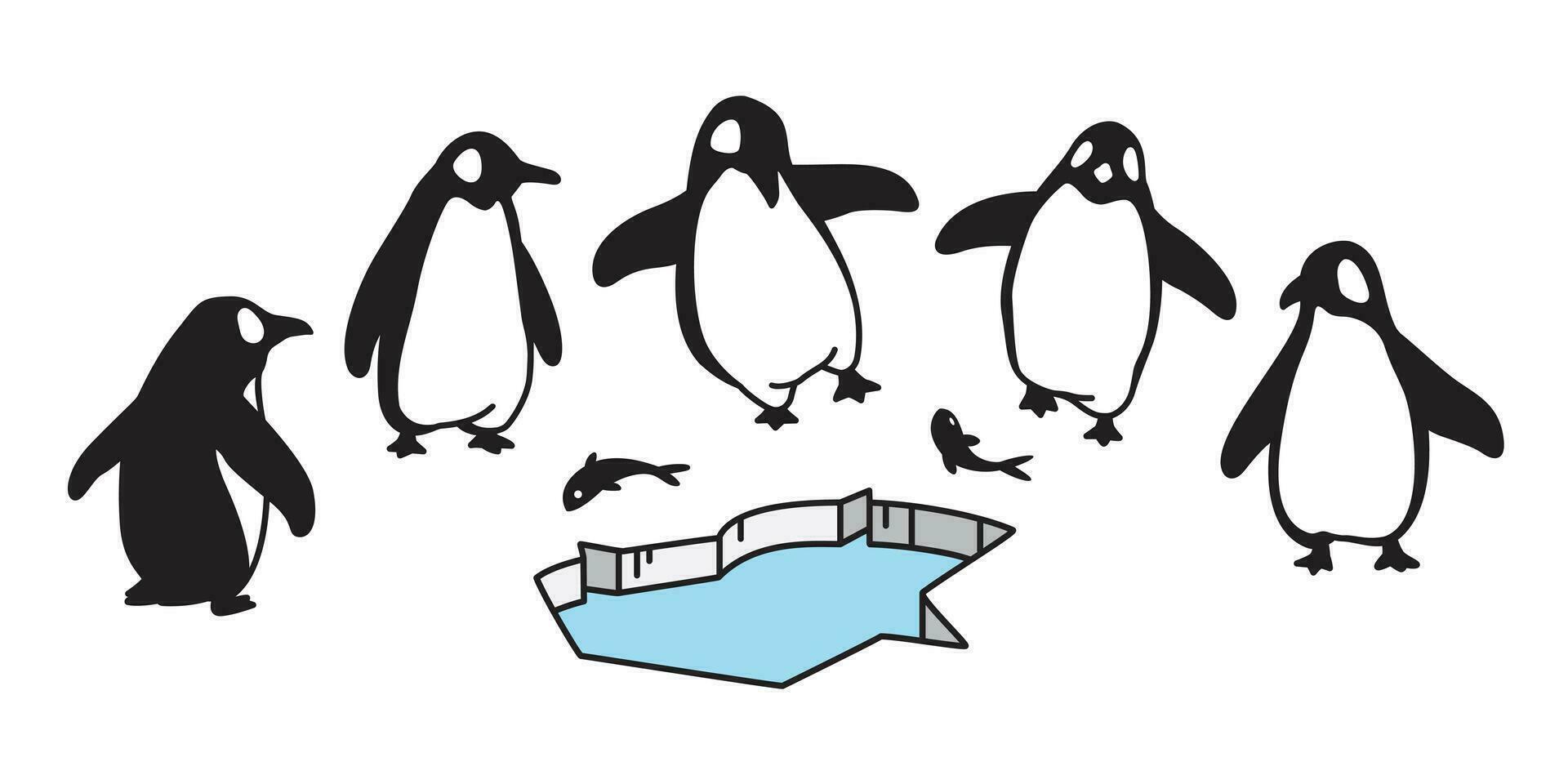 pinguïn vector icoon logo tekenfilm karakter vis Zalm ijsberg illustratie symbool tekening grafisch