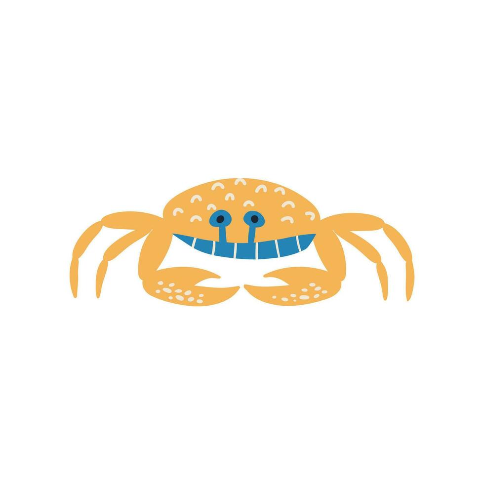 hand- getrokken krab in vlak stijl. vector illustratie