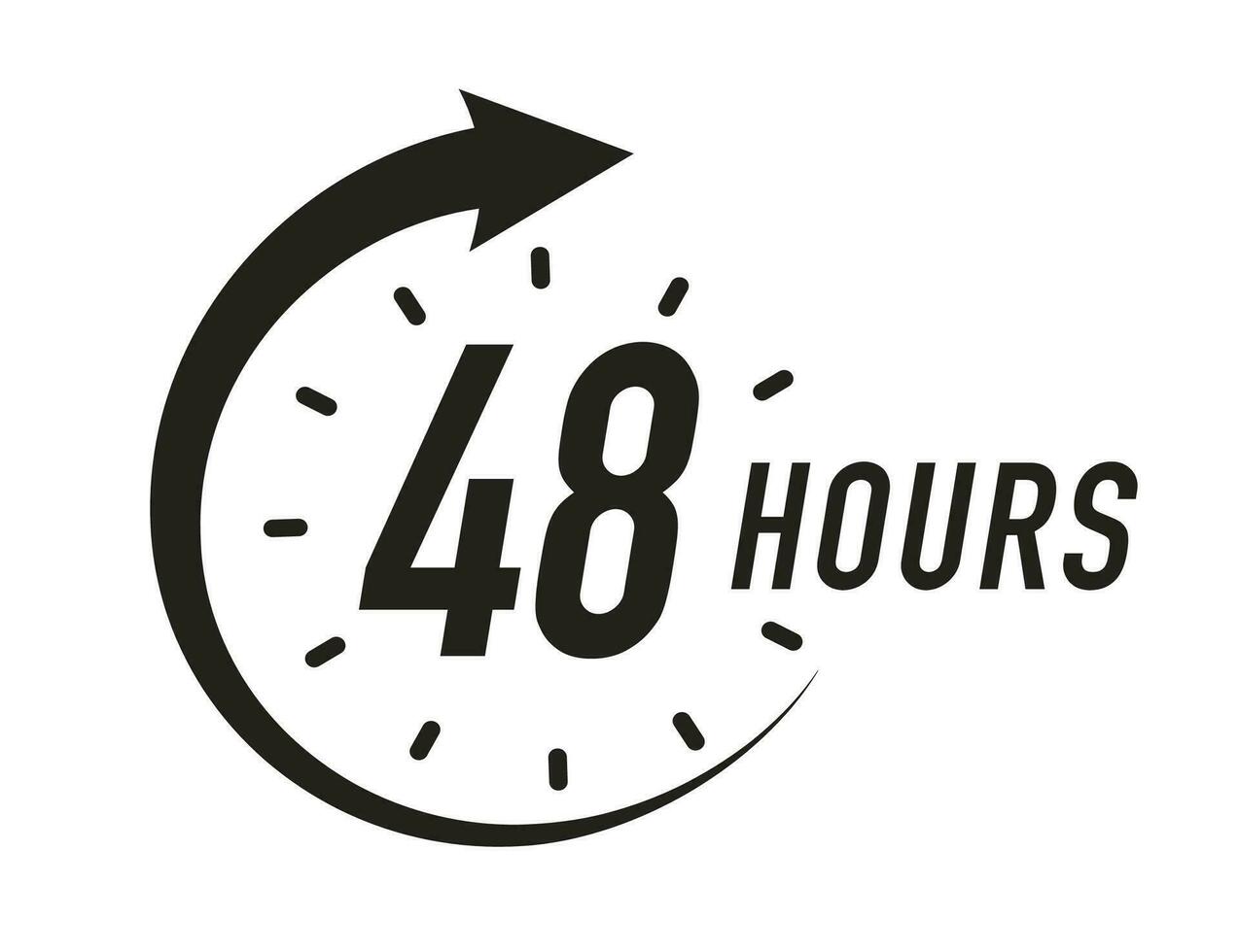 48 uren timer vector symbool zwart kleur
