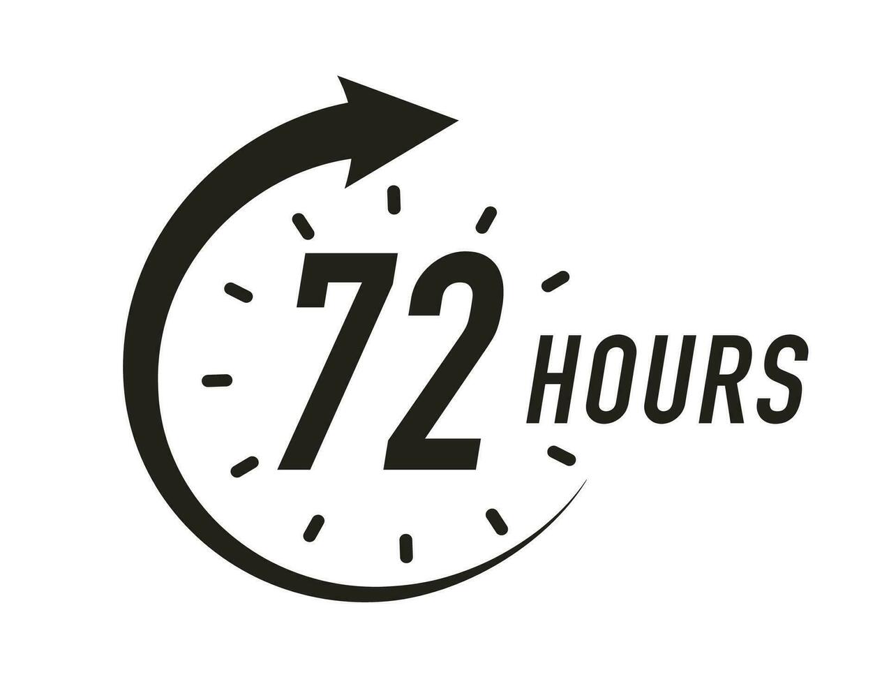 72 uren timer vector symbool zwart kleur stijl
