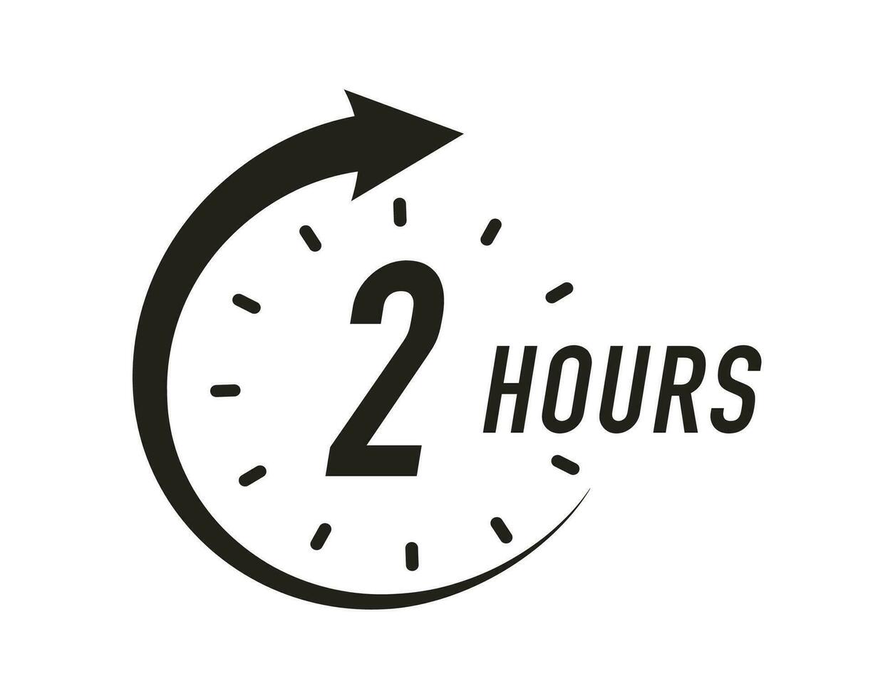 2 uren timer vector symbool zwart kleur