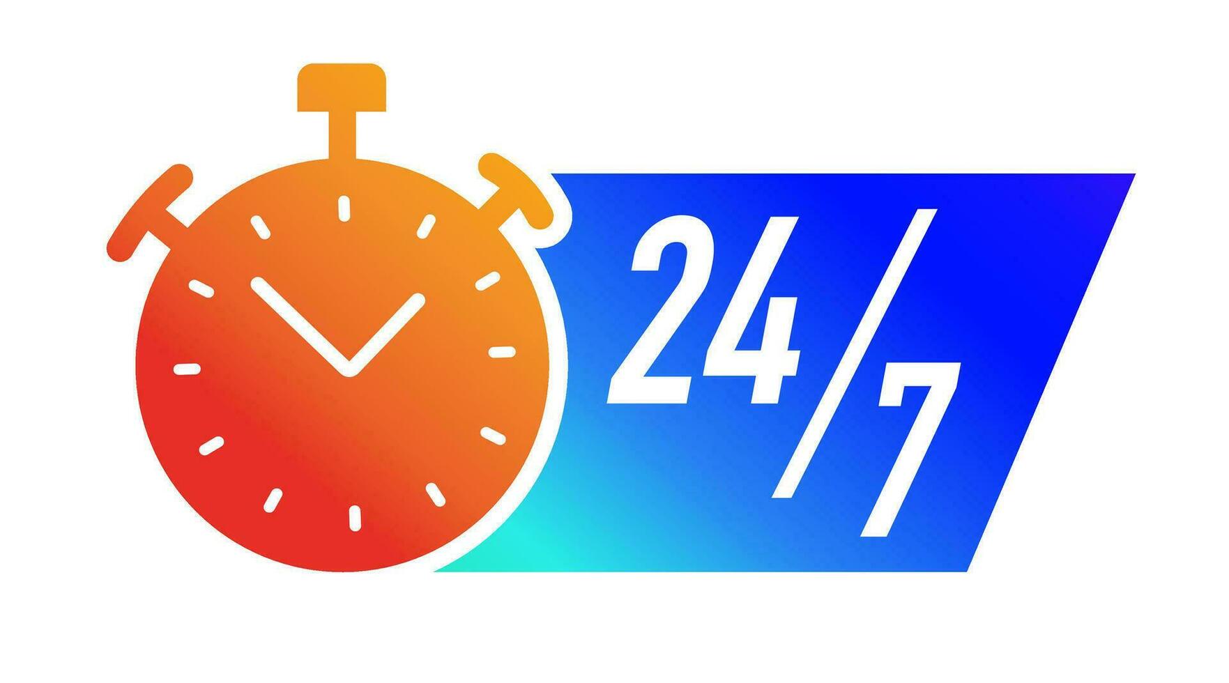 24 7 uren timer symbool kleur stijl vector