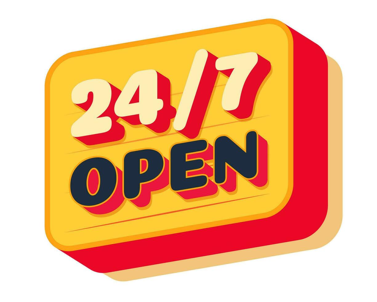 24 uren Open banier kleur stijl 3d modieus typografie vector