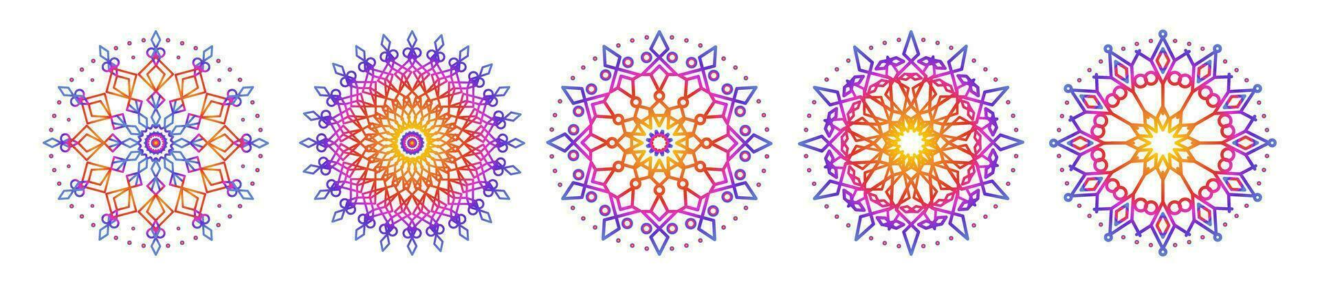 mandala sjabloon kleurrijk lijn stijl vector