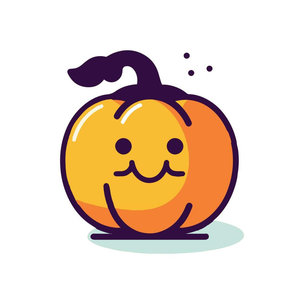 hand- getrokken schattig halloween pompoen in vlak stijl vector