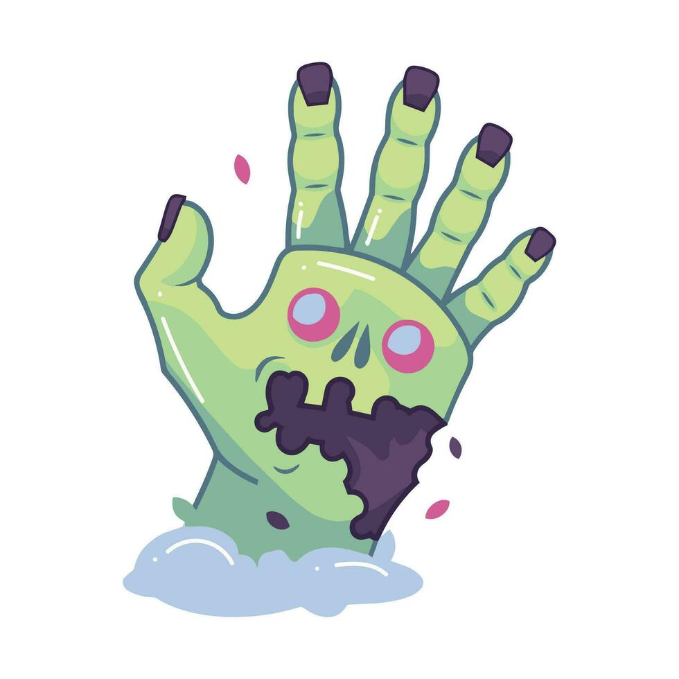 hand- getrokken zombie hand- in vlak stijl vector