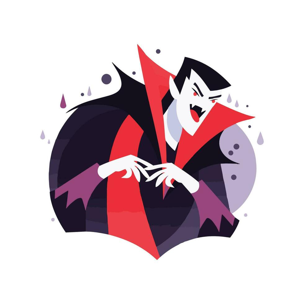 hand- getrokken halloween schattig vampier in vlak stijl vector