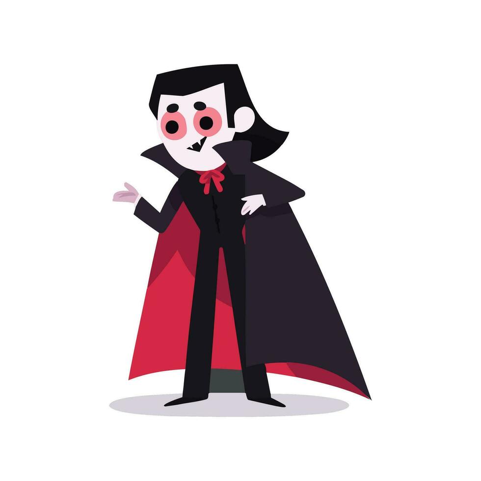 hand- getrokken halloween schattig vampier in vlak stijl vector