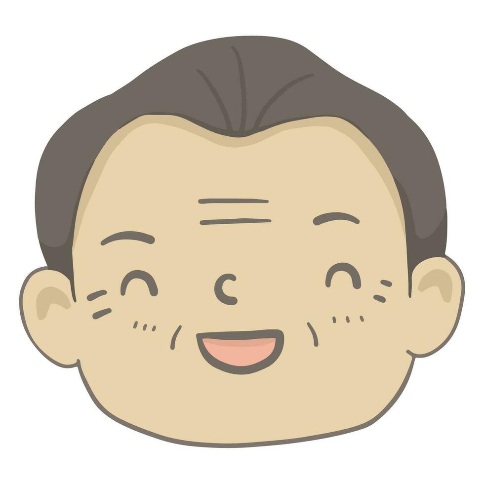 schattig opa, opa glimlach gezicht tekenfilm - vector illustratie