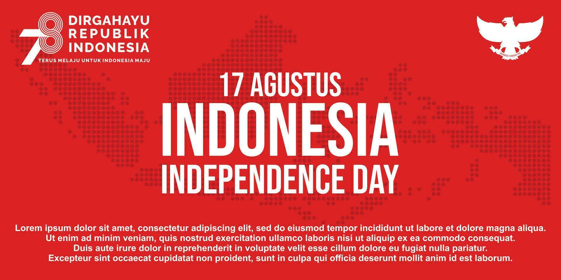 17 augustus. Indonesië gelukkig onafhankelijkheid dag banier, groet kaart, achtergrond vector. dirgahayu republik Indonesië vector